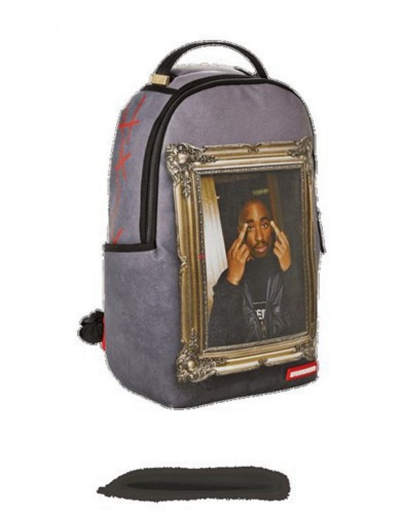 Black Sprayground Tupac Golden Boy Backpacks | 34628-EBFY