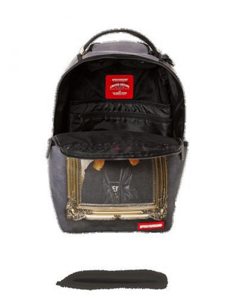 Black Sprayground Tupac Golden Boy Backpacks | 34628-EBFY