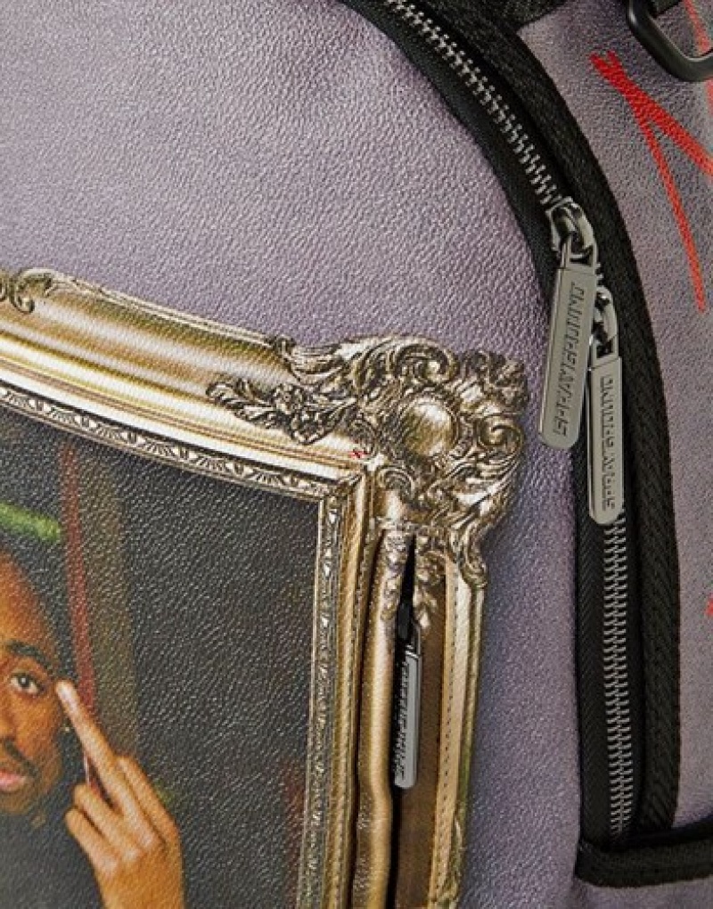 Black Sprayground Tupac Golden Boy Backpacks | 34628-EBFY