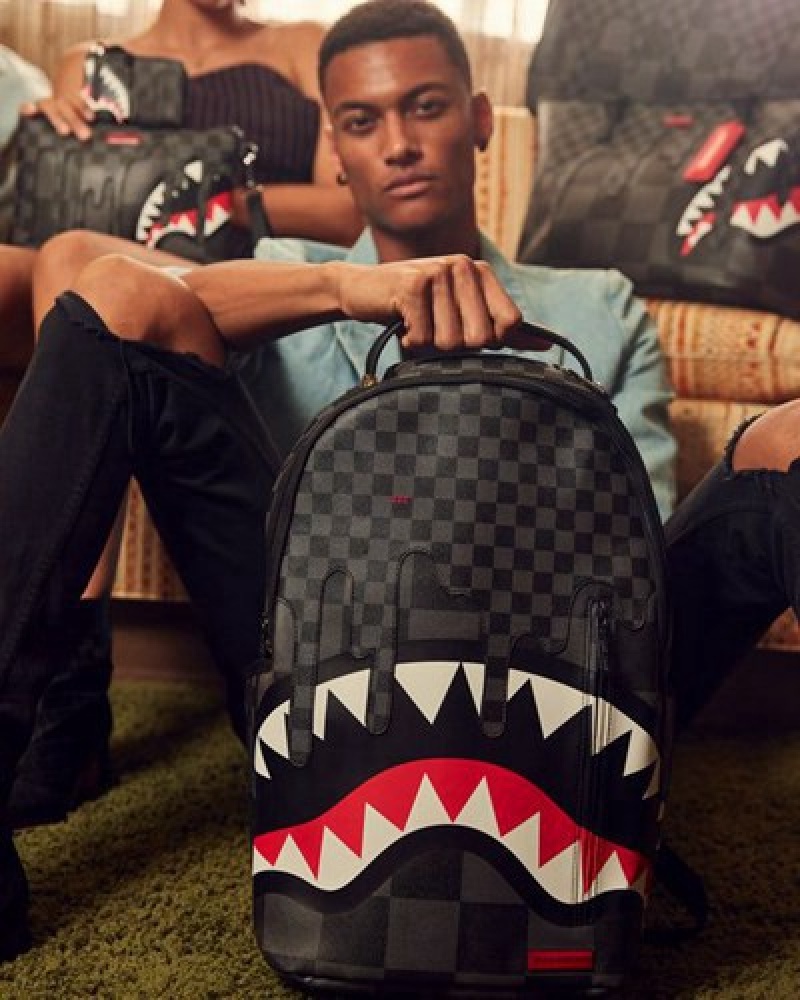 Black Sprayground Xtc Grey Sharks In Paris (Dlxv) Backpacks | 76135-ZGNI