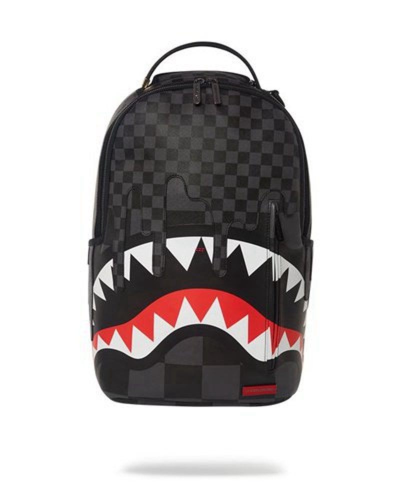 Black Sprayground Xtc Grey Sharks In Paris (Dlxv) Backpacks | 76135-ZGNI