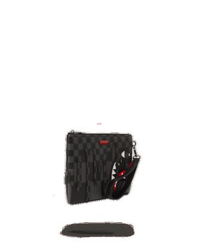 Black Sprayground Xtc Grey Sharks In Paris Crossover Clutch Bag | 46329-MKTE