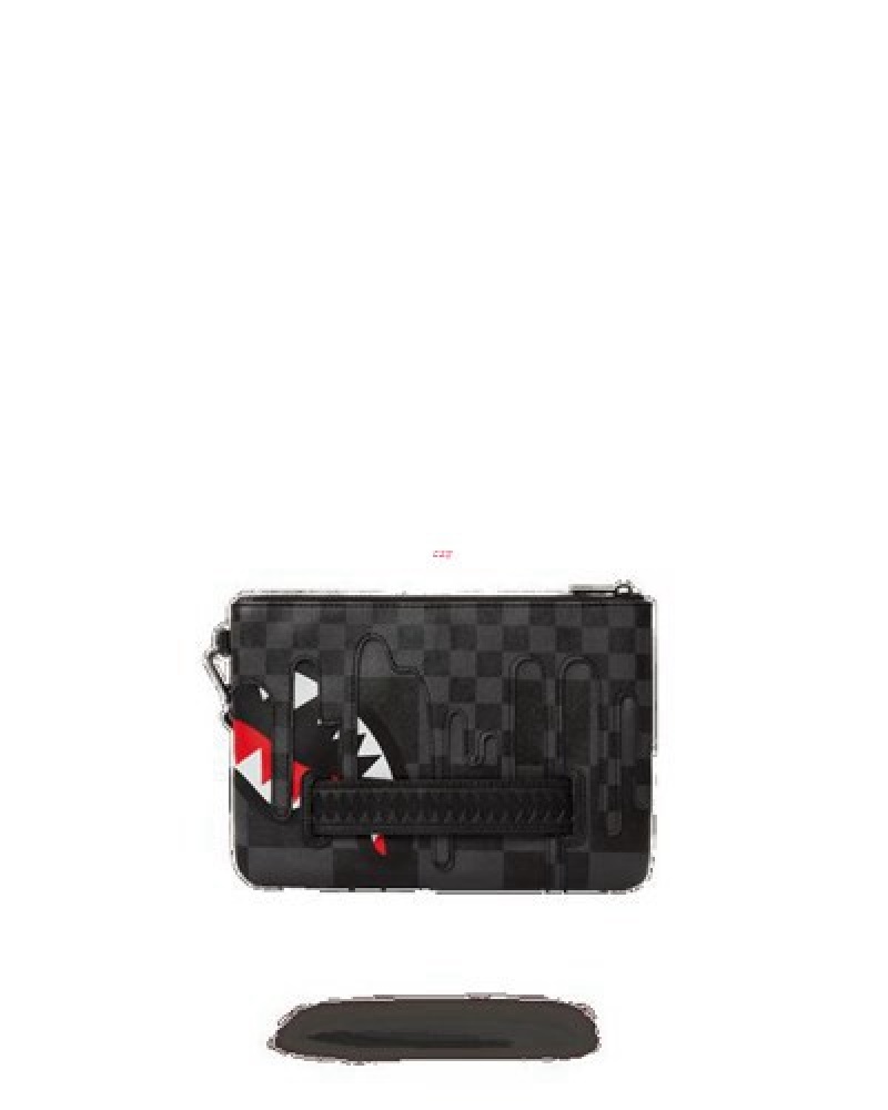 Black Sprayground Xtc Grey Sharks In Paris Crossover Clutch Bag | 46329-MKTE