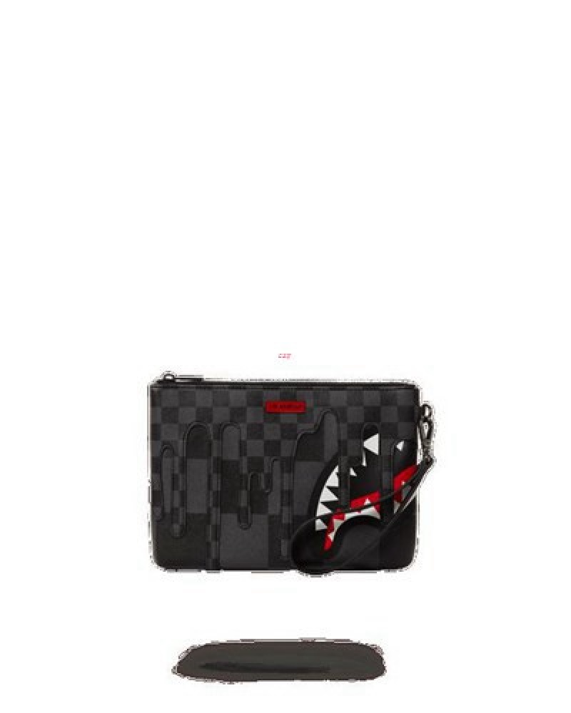 Black Sprayground Xtc Grey Sharks In Paris Crossover Clutch Bag | 46329-MKTE