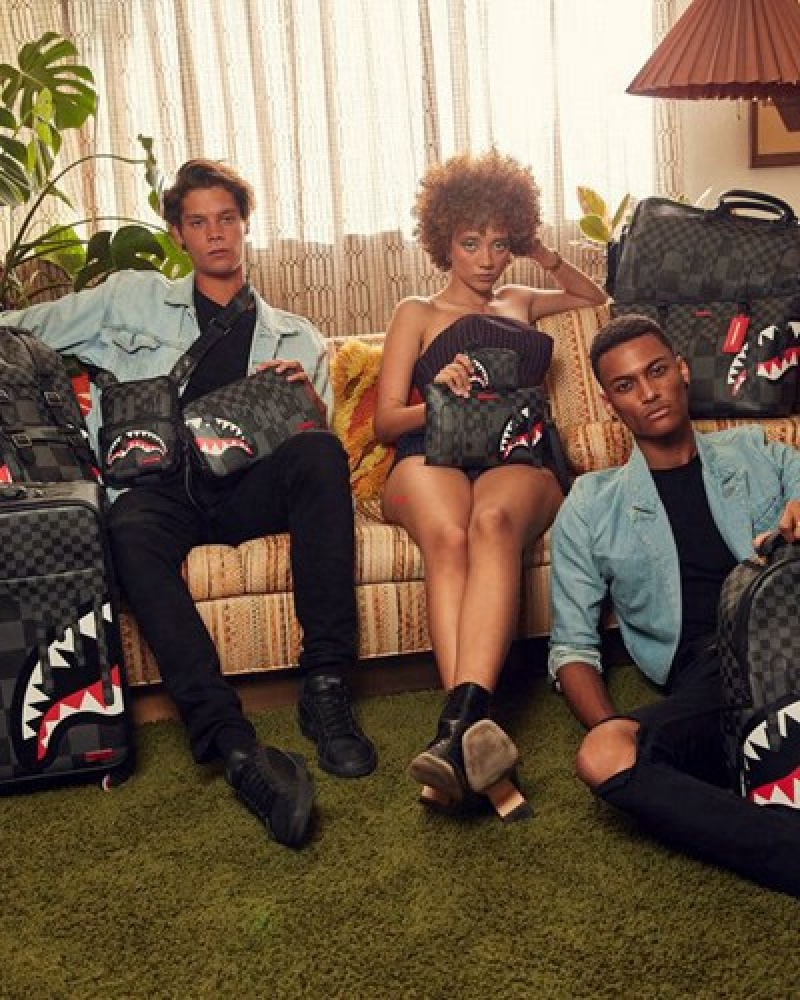 Black Sprayground Xtc Grey Sharks In Paris Bags | 02195-XIUM