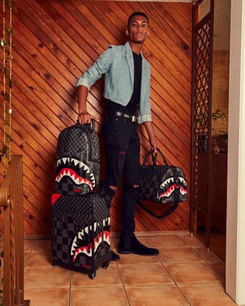 Black Sprayground Xtc Grey Sharks In Paris Duffle Bags | 59604-FMBC