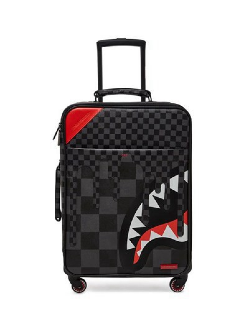 Black Sprayground Xtc Grey Sharks In Paris Jetsetter Carry-on Luggage | 28457-SPRV