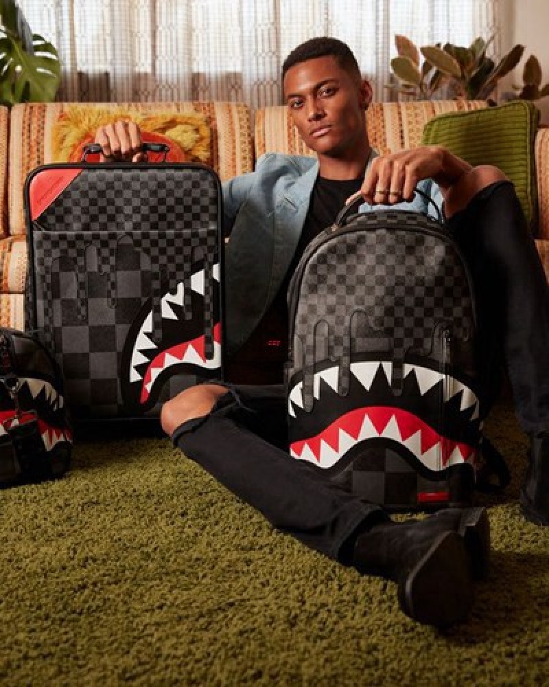 Black Sprayground Xtc Grey Sharks In Paris Jetsetter Carry-on Luggage | 28457-SPRV