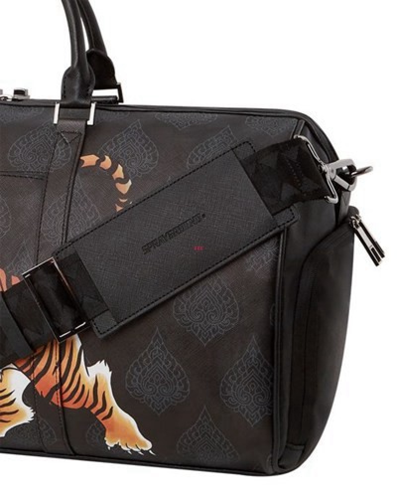 Black Sprayground Year Of The Tiger Duffle Bags | 86735-UNXL