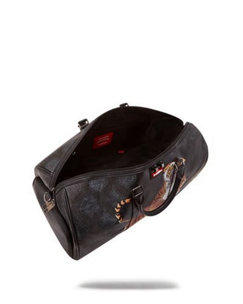 Black Sprayground Year Of The Tiger Duffle Bags | 86735-UNXL