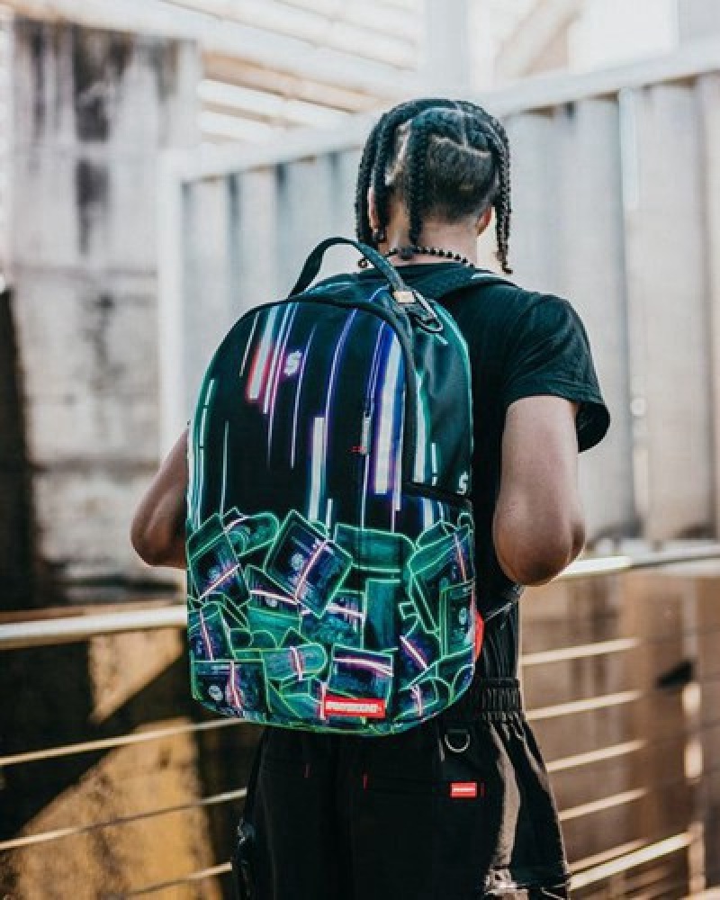 Black Sprayground 暗号通貨スタック (Crypto Stacks) Backpacks | 49583-ZOFI