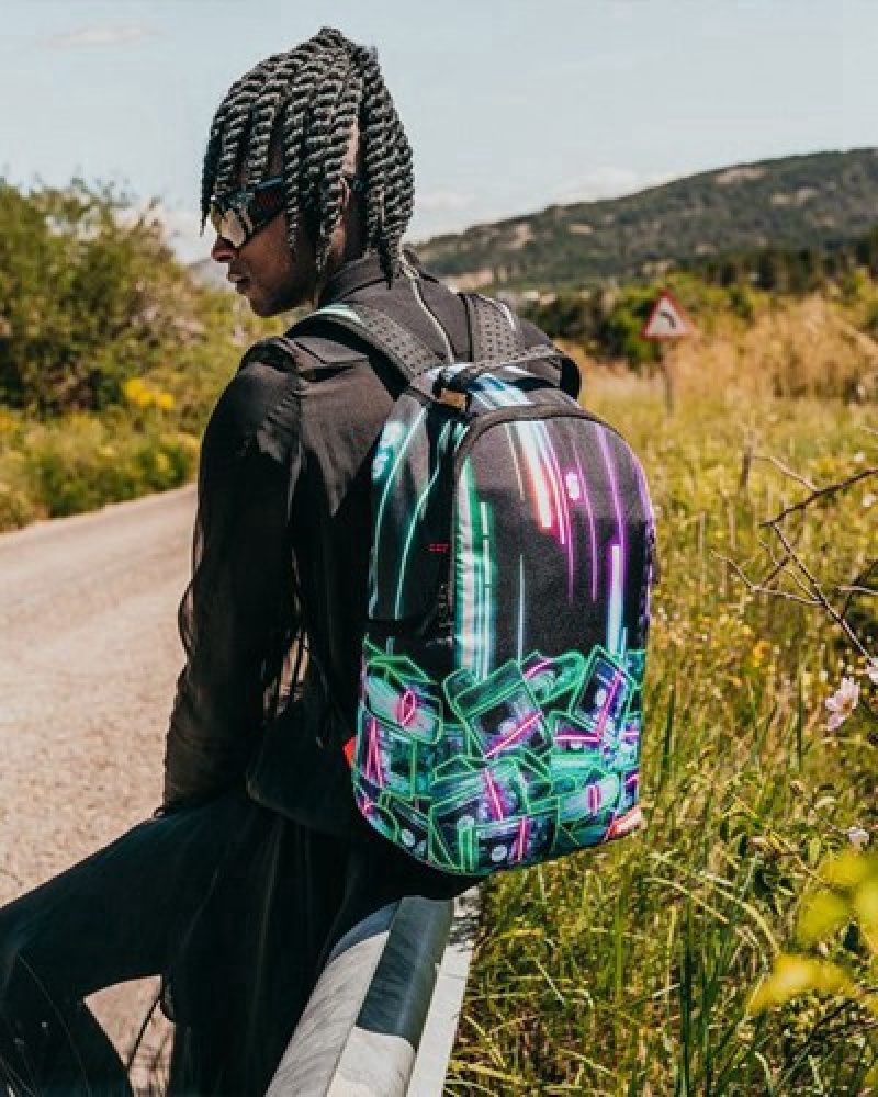 Black Sprayground 暗号通貨スタック (Crypto Stacks) Backpacks | 49583-ZOFI