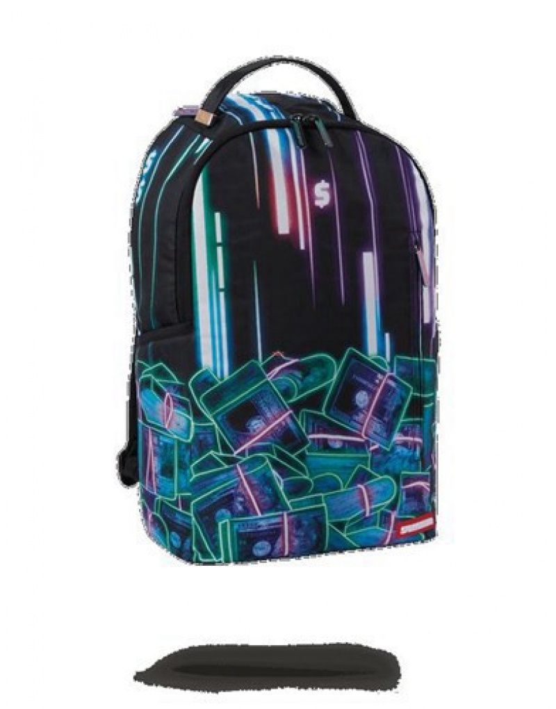 Black Sprayground 暗号通貨スタック (Crypto Stacks) Backpacks | 49583-ZOFI