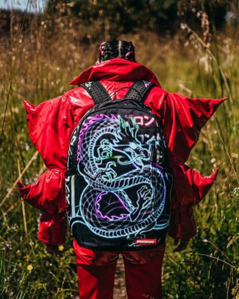 Black Sprayground ナイトドラゴン (Nite Dragon) Backpacks | 20315-DUZB