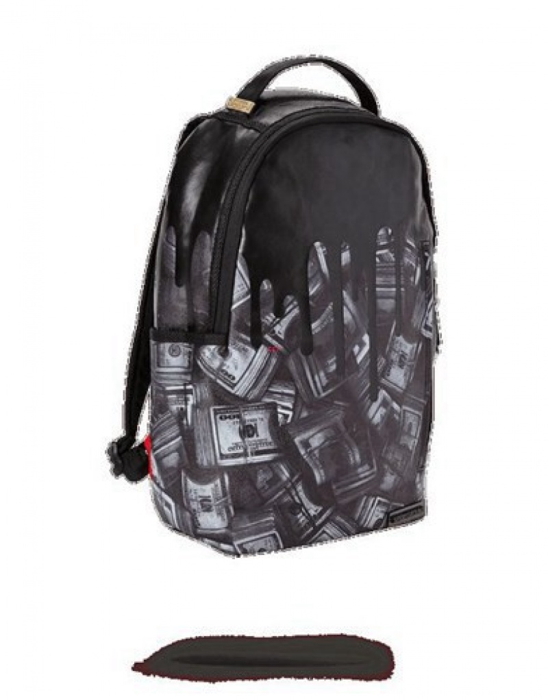 Black Sprayground out Money Drips Backpacks | 12608-WCAV