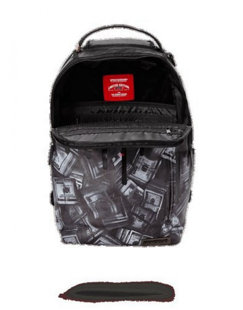 Black Sprayground out Money Drips Backpacks | 12608-WCAV