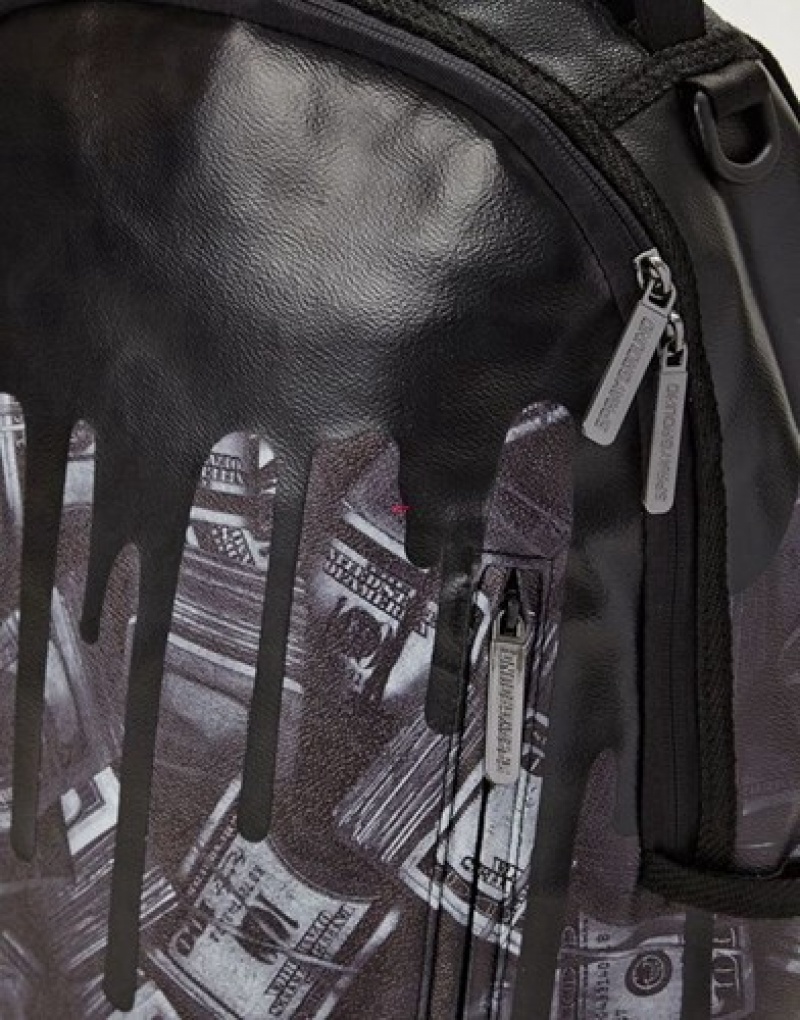 Black Sprayground out Money Drips Backpacks | 12608-WCAV