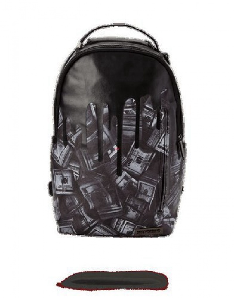 Black Sprayground out Money Drips Backpacks | 12608-WCAV