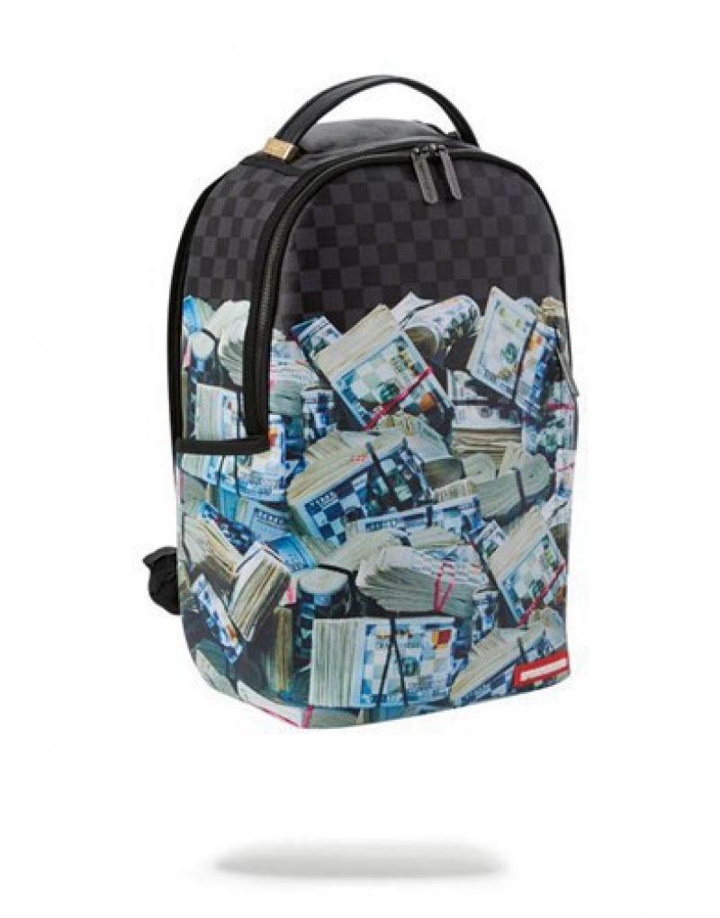 Black / Blue Sprayground New Money Backpacks | 50628-EUSW