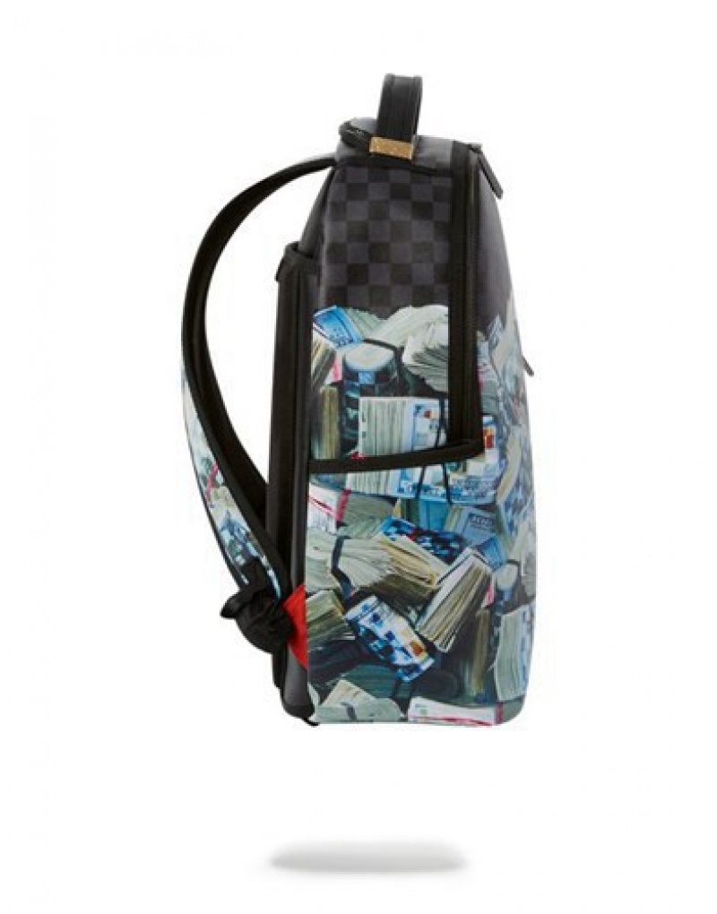 Black / Blue Sprayground New Money Backpacks | 50628-EUSW