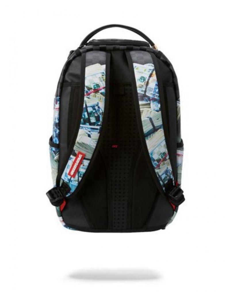 Black / Blue Sprayground New Money Backpacks | 50628-EUSW