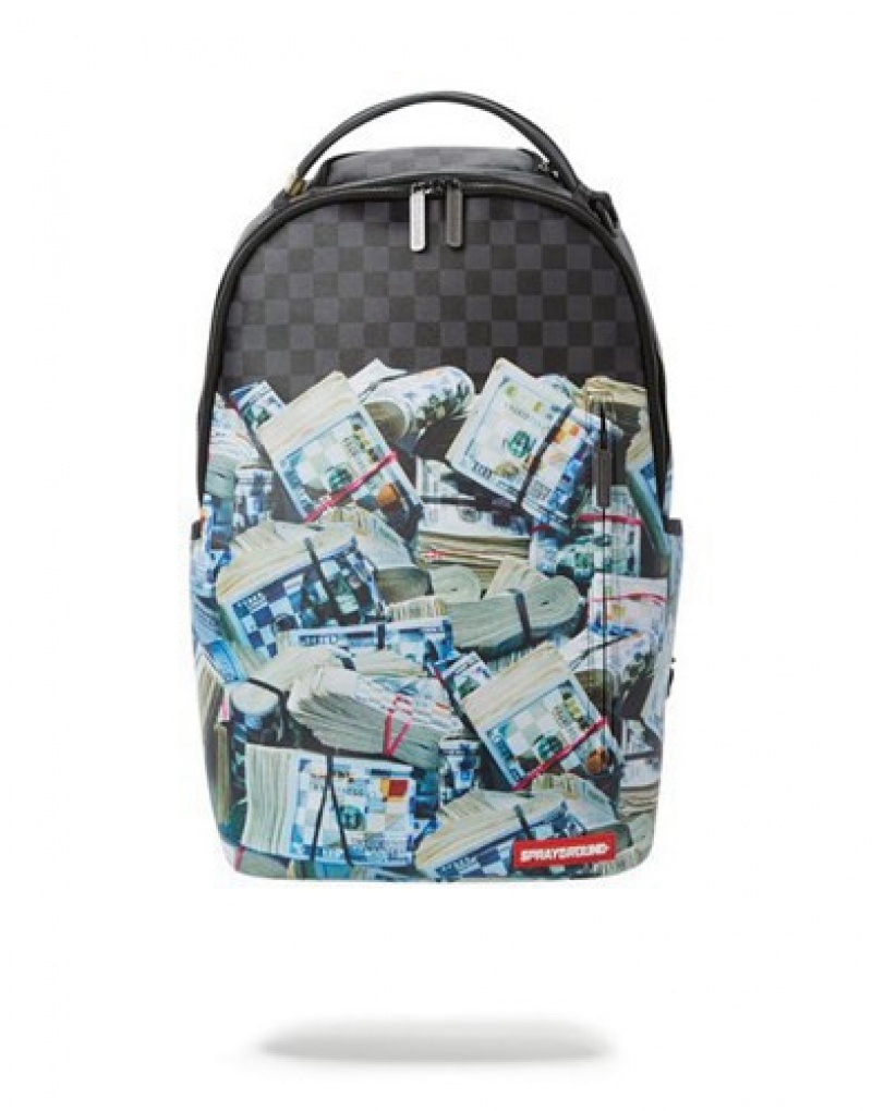 Black / Blue Sprayground New Money Backpacks | 50628-EUSW