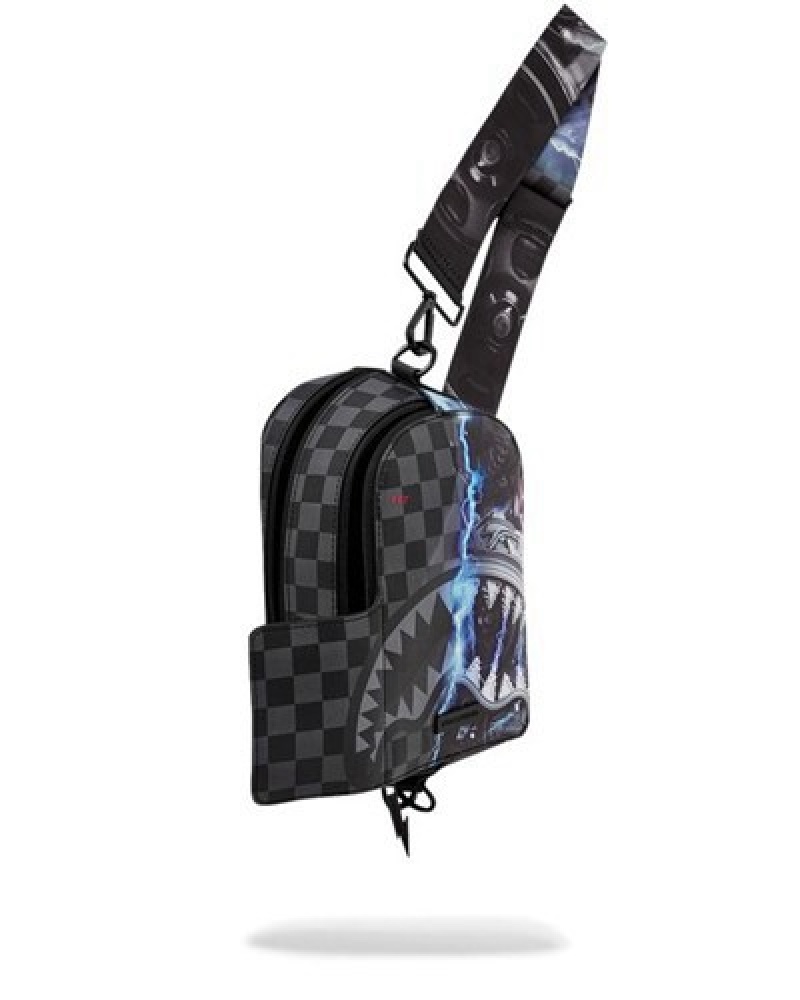 Black / Blue Sprayground The Undercurrent Crossbody Bags | 15328-GYAF