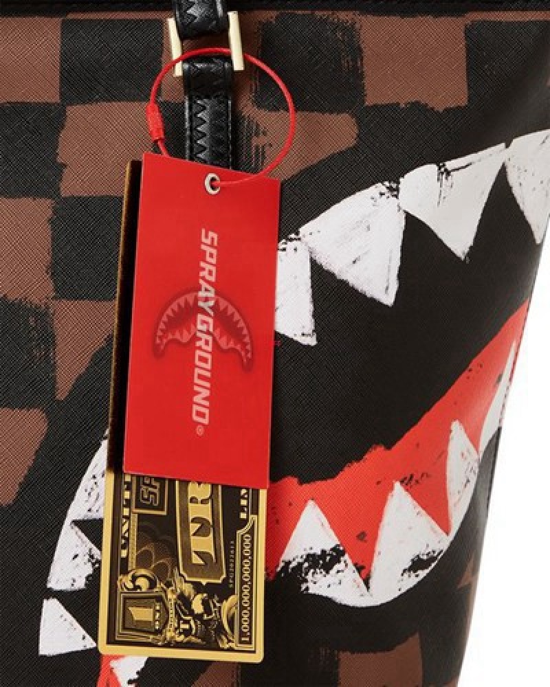 Black / Brown Sprayground Sharks In Paris Vanquish Tote Bags | 16745-SNVL