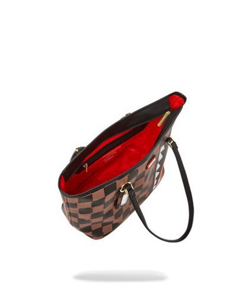 Black / Brown Sprayground Sharks In Paris Vanquish Tote Bags | 16745-SNVL