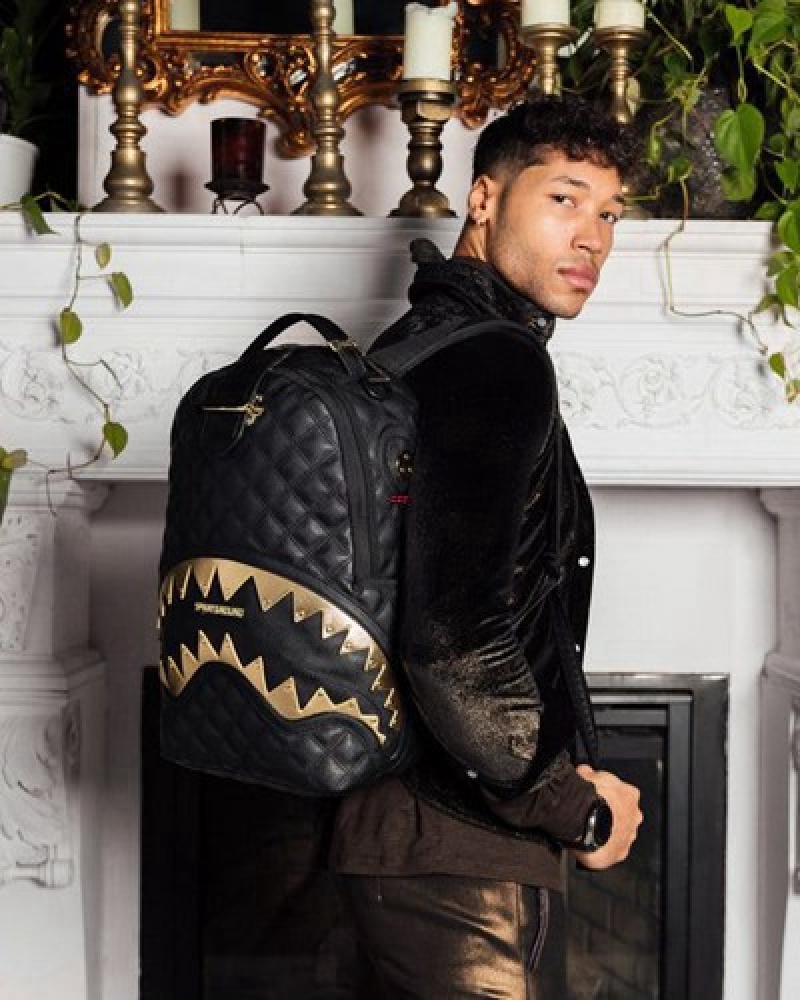 Black / Gold Sprayground 24k Geneva (Dlxv) Backpacks | 03865-BFLX