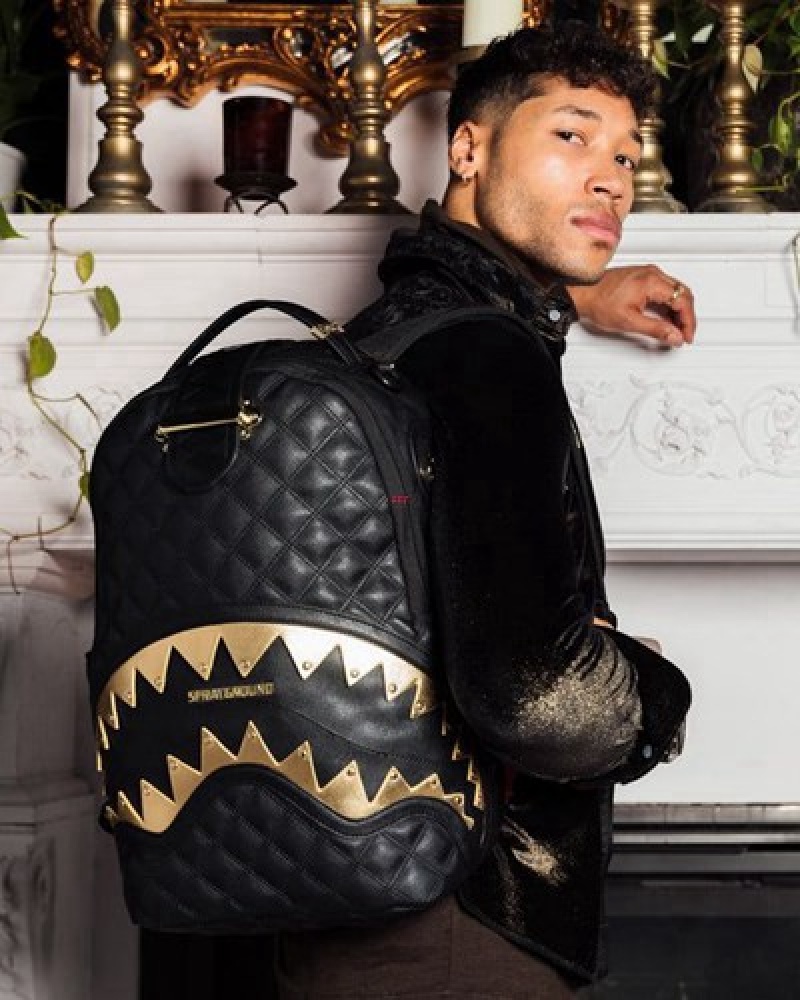 Black / Gold Sprayground 24k Geneva (Dlxv) Backpacks | 03865-BFLX