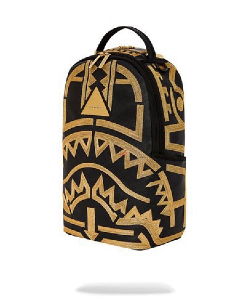 Black / Gold Sprayground A.I.8 African Intelligence Path To The Future Ii (Dlxv) Backpacks | 79281-PAJG