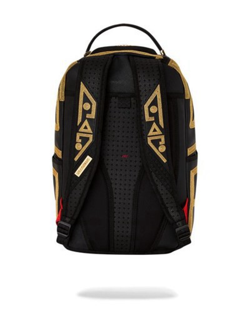 Black / Gold Sprayground A.I.8 African Intelligence Path To The Future Ii (Dlxv) Backpacks | 79281-PAJG