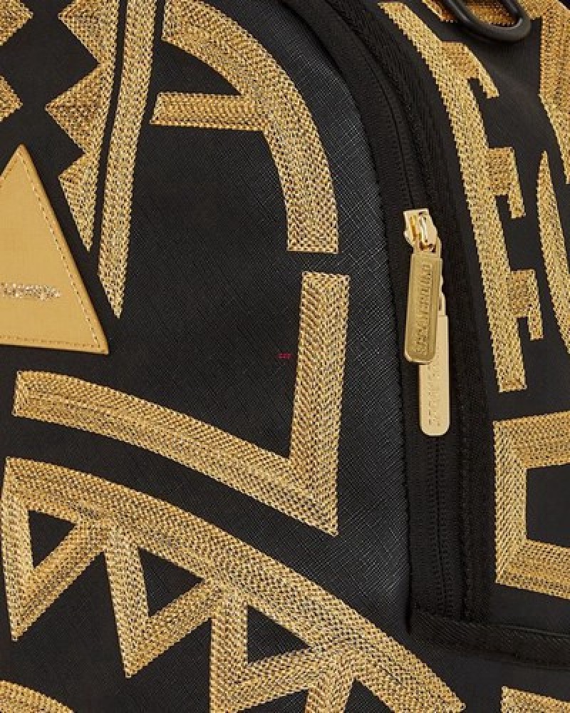 Black / Gold Sprayground A.I.8 African Intelligence Path To The Future Ii (Dlxv) Backpacks | 79281-PAJG