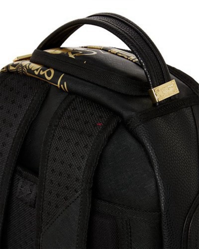 Black / Gold Sprayground Half Graff Glide (Dlxv) Backpacks | 09175-RCHP