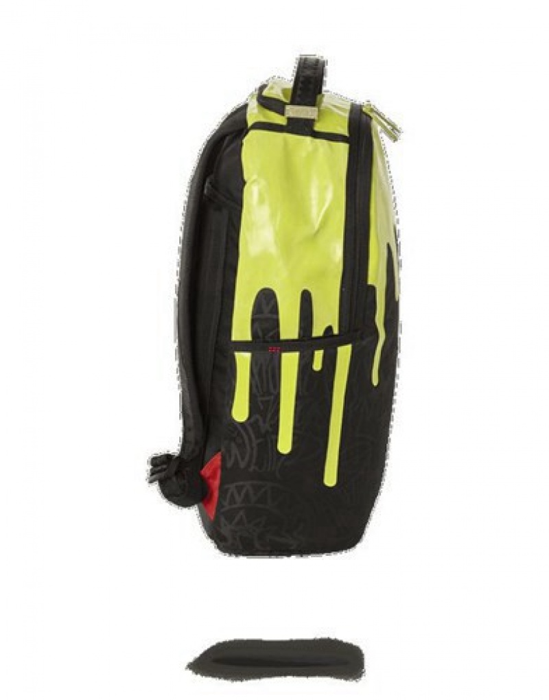 Black / Green Sprayground Green Neon Drip (One Of One) Backpacks | 69127-FRQG