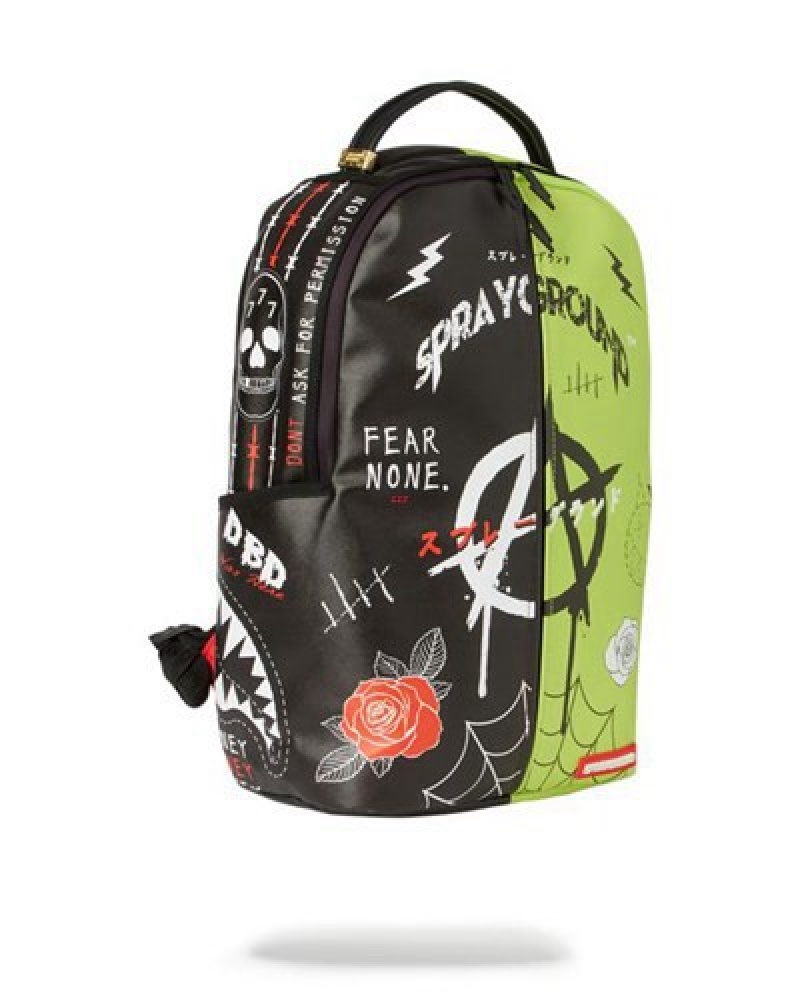 Black / Green Sprayground Party Time Backpacks | 91734-GARD