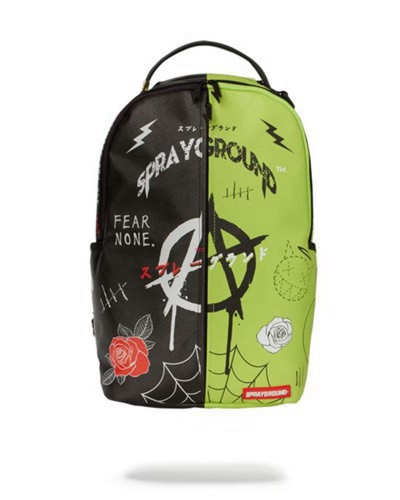 Black / Green Sprayground Party Time Backpacks | 91734-GARD