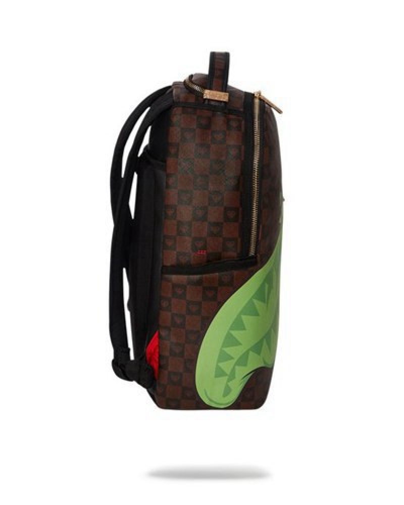 Black / Green Sprayground Richie Rich Money Shark Backpacks | 34890-AJQG