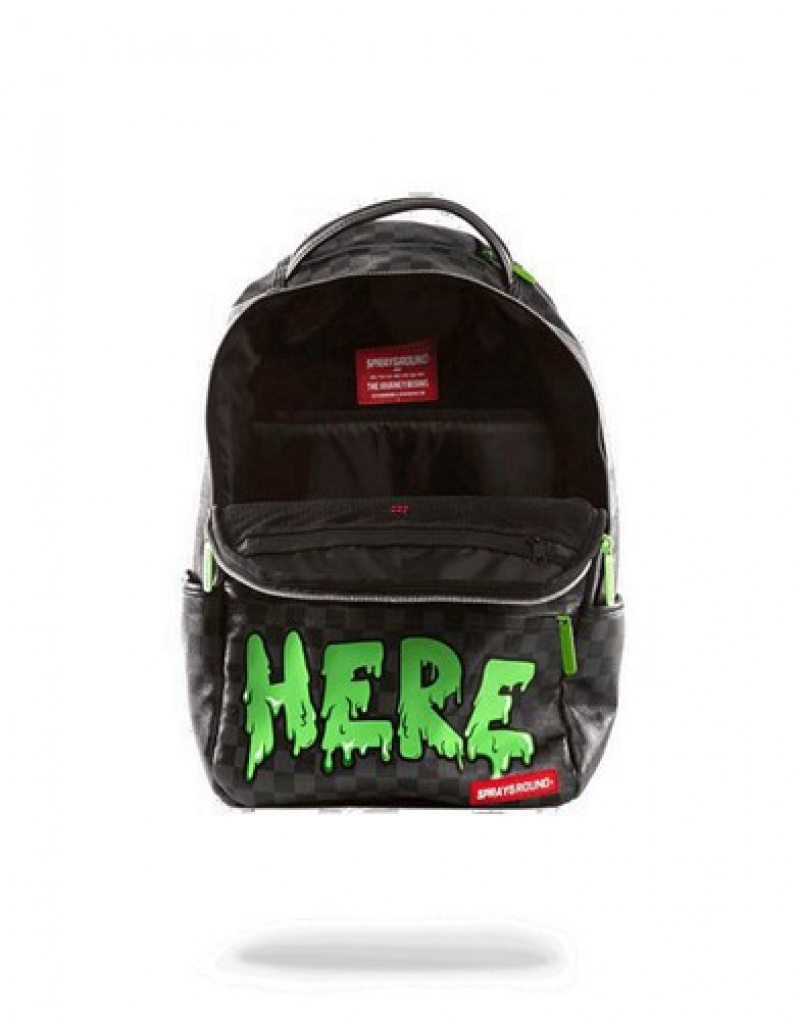 Black / Green Sprayground Slime Dbd Was Here Backpacks | 64017-CWTQ