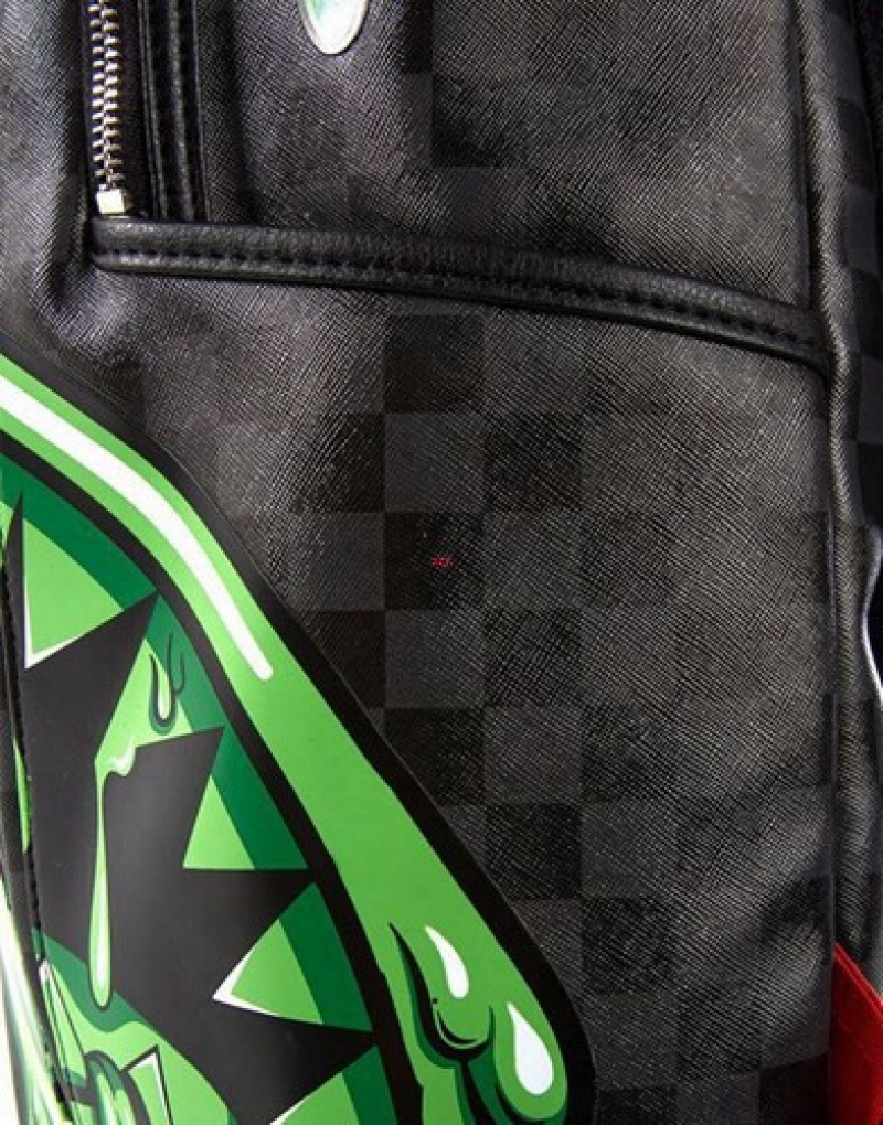 Black / Green Sprayground Slime Shark Backpacks | 59302-ANSI