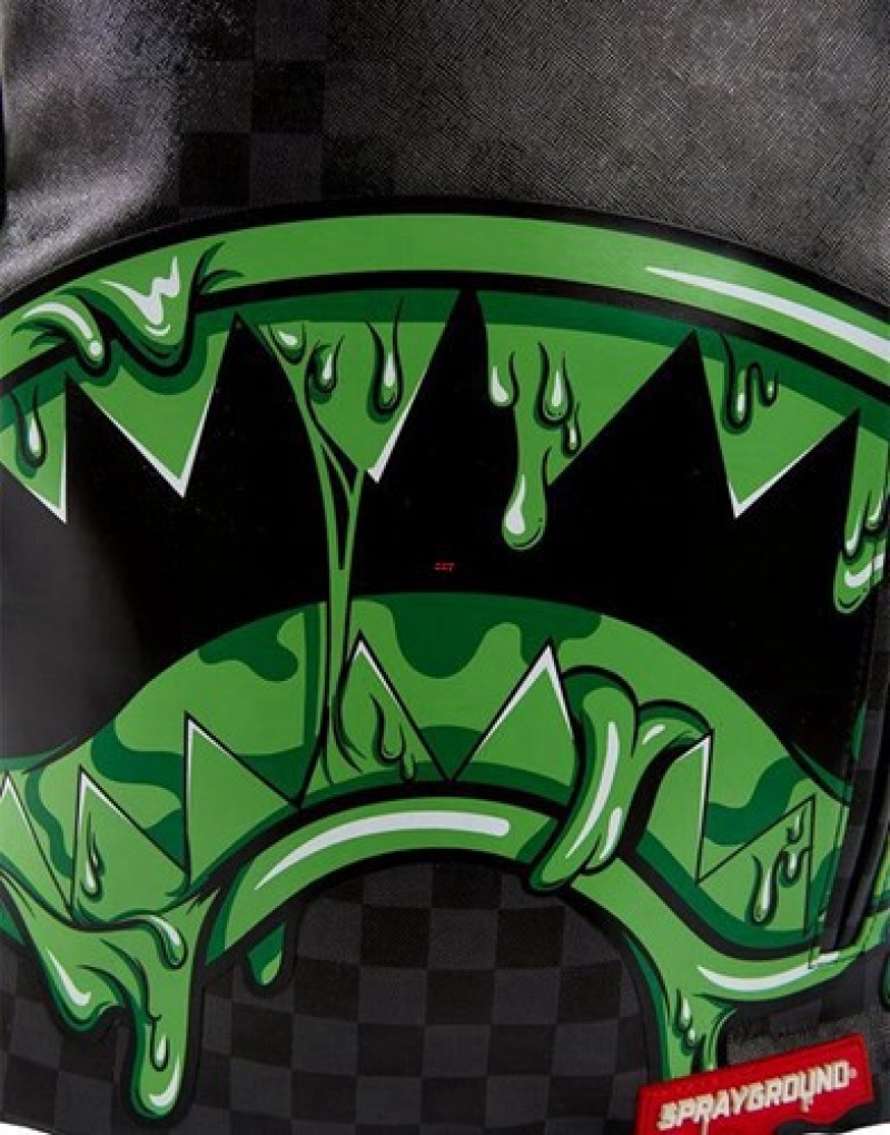 Black / Green Sprayground Slime Shark Backpacks | 59302-ANSI