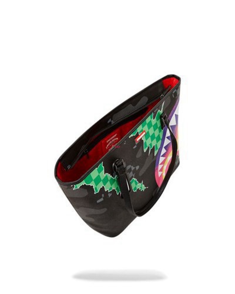 Black / Green Sprayground The Wild One Tote Bags | 40569-LUEB