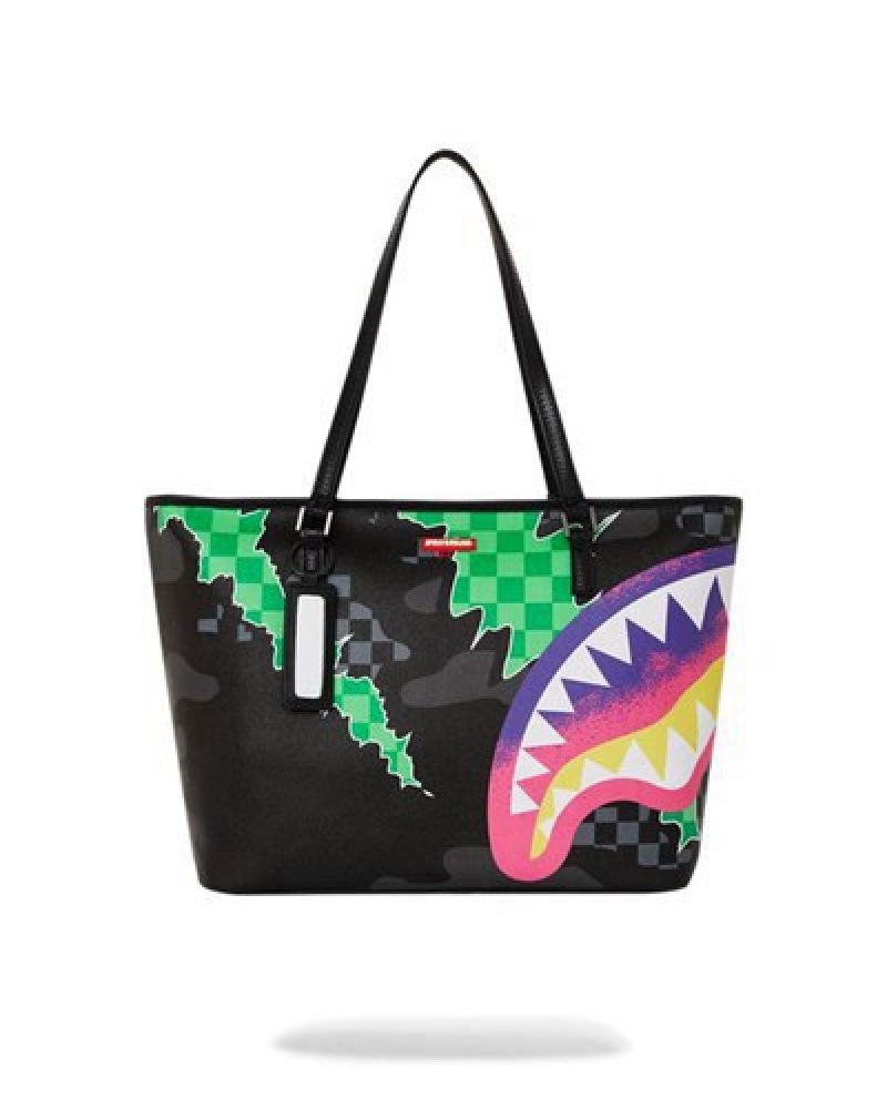 Black / Green Sprayground The Wild One Tote Bags | 40569-LUEB