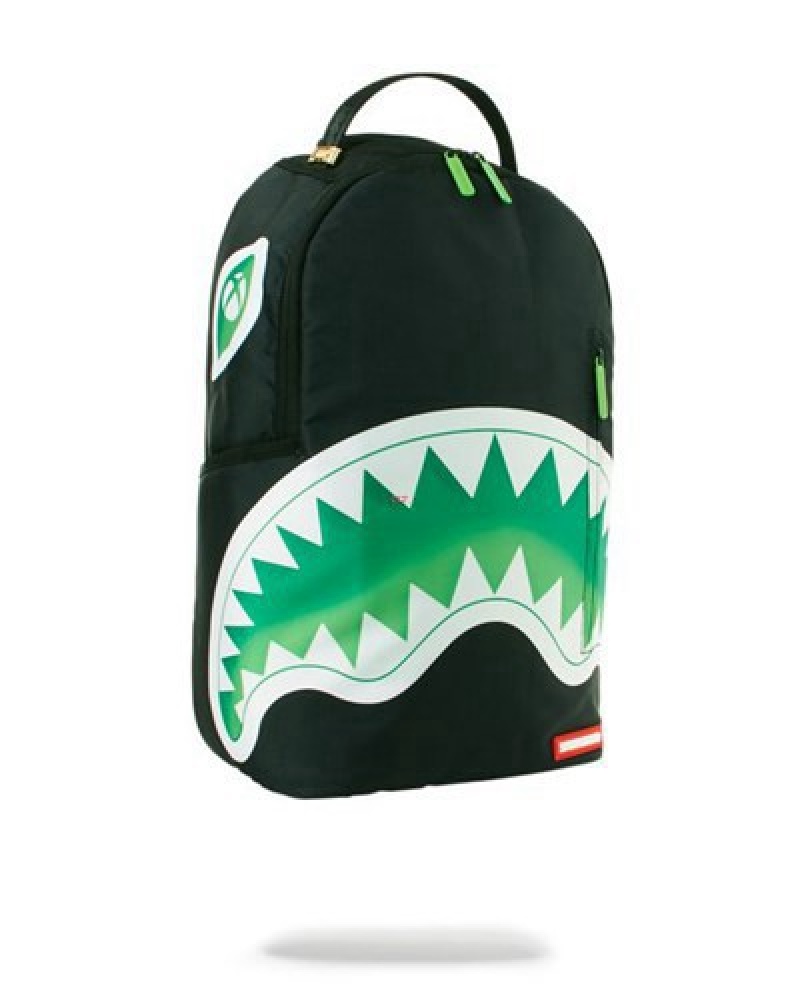 Black / Green Sprayground Xbox Shark 4k Backpacks | 89745-XSCM