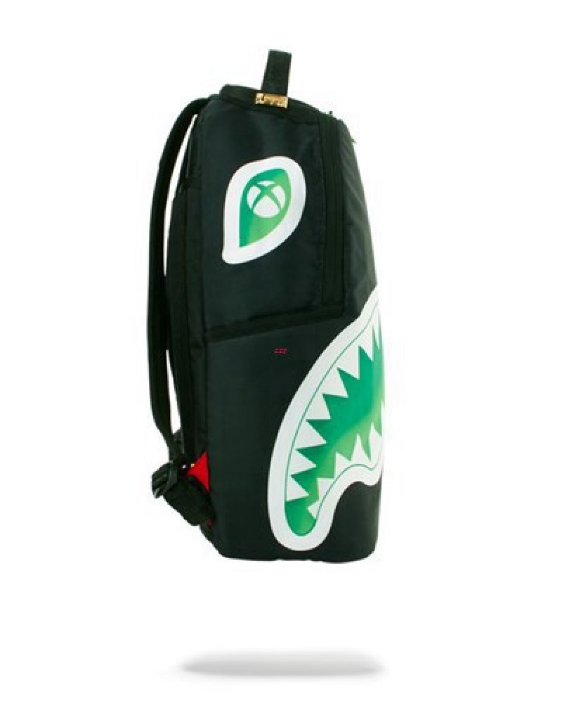 Black / Green Sprayground Xbox Shark 4k Backpacks | 89745-XSCM