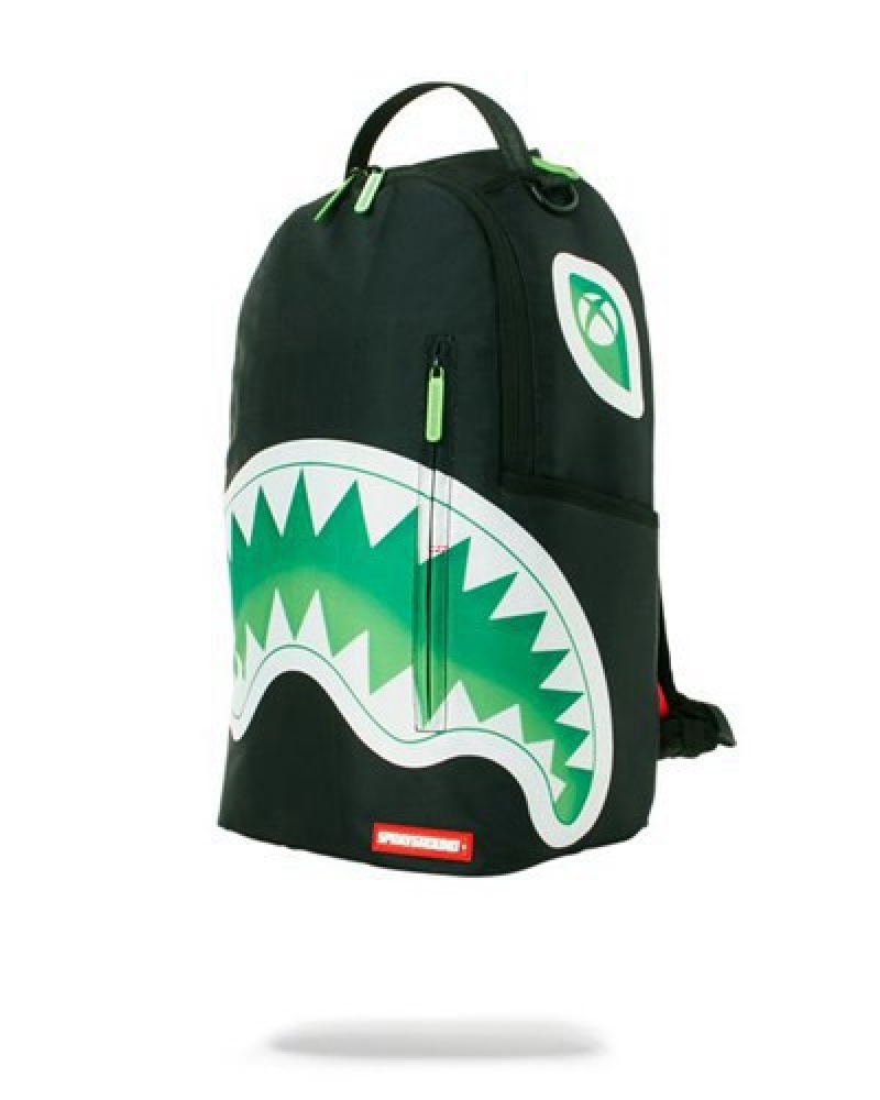 Black / Green Sprayground Xbox Shark 4k Backpacks | 89745-XSCM