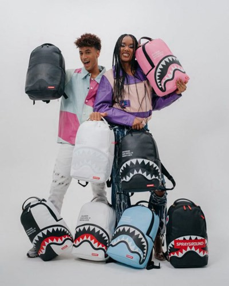 Black / Grey Sprayground Shark Central (Dlxv) Backpacks | 45613-IZCP