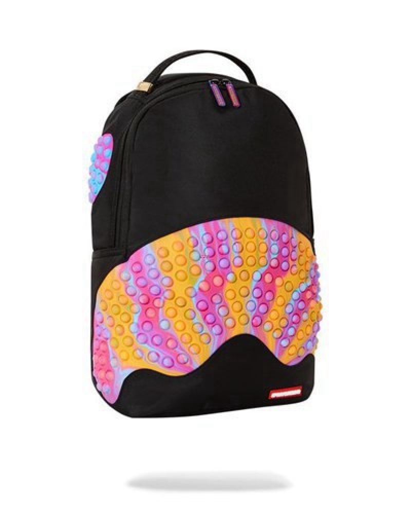 Black / Orange Sprayground Pop Shark (Dlxv) Backpacks | 97845-GSOK