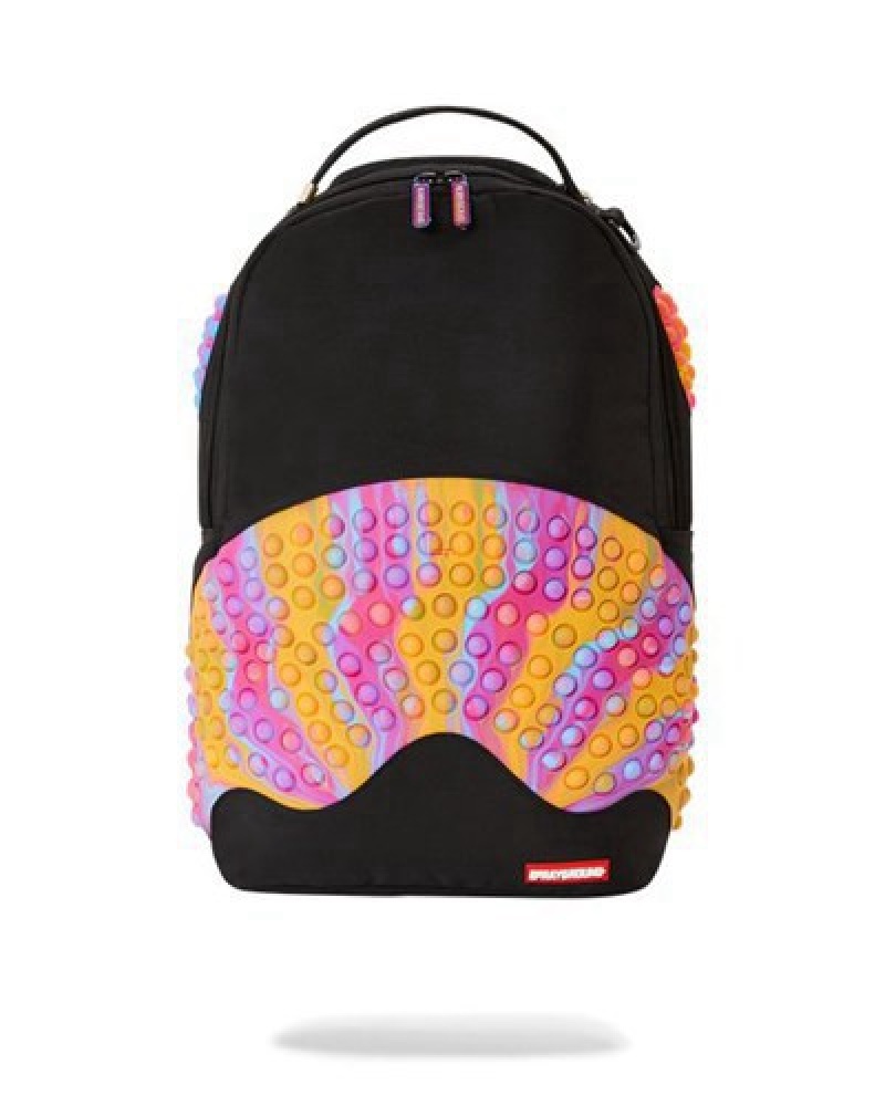 Black / Orange Sprayground Pop Shark (Dlxv) Backpacks | 97845-GSOK